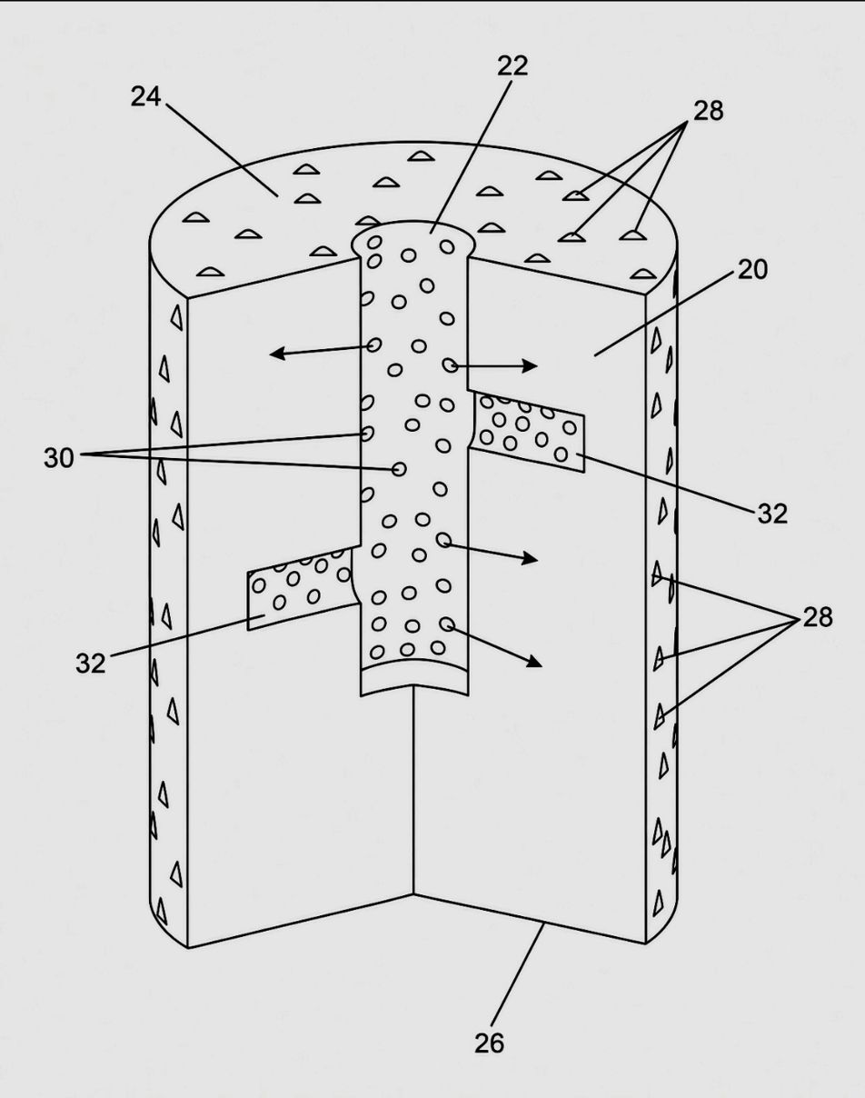 US Patent 11,254,142 schematic — multidimensional iron salt diffusion
