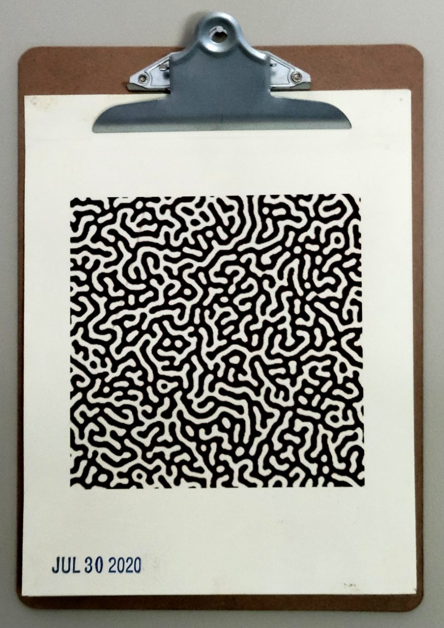 Tannin material held vertically, July 30 2020 — vermiculation pattern